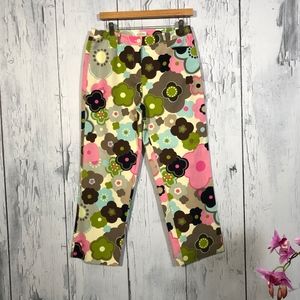 Talbots Floral Multicolor Cropped Pants Sz 8 EUC